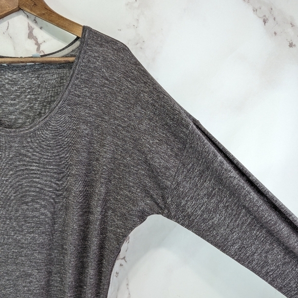 Athleta Dress Womens Medium Brown Mini Taupe Long Sleeve Scoop Ruched - Picture 11 of 11